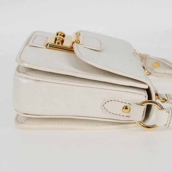 Miu Miu Hand Bag Leather 2way White Gold Auth - Picture 5 of 16